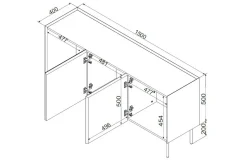 Credenza verde e rovere 150x40x70h cm 3 ante - Verrone