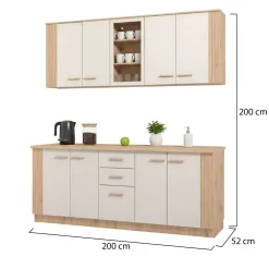Cucina Beige Marrone Rovere Nodi 2 Cassetti 8 Ripiani, 9 Ante - Ghemme