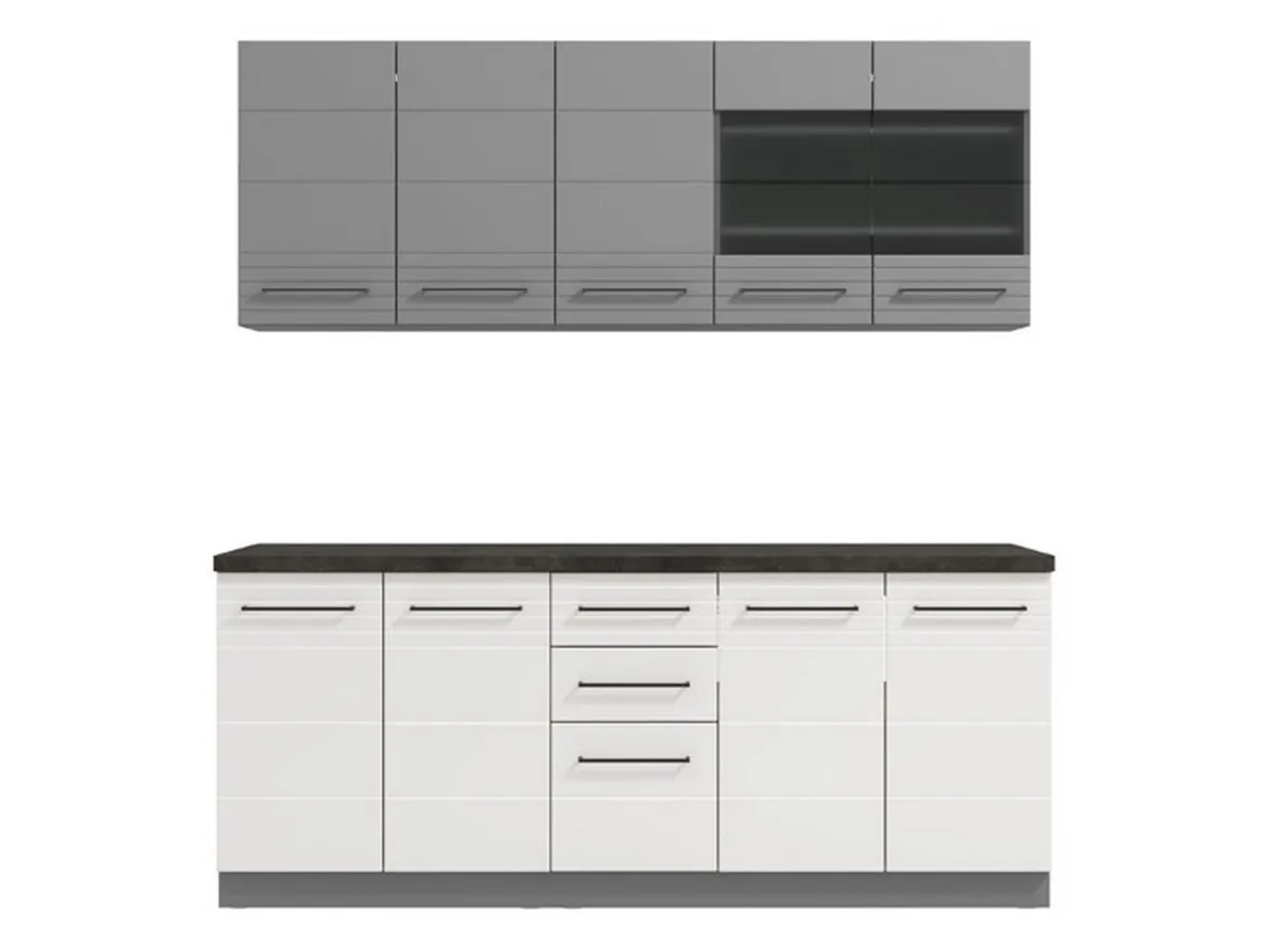 Cucina Bianco Grigio 2 Cassetti 9 Ripiani, 10 Ante - Zambana