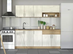 Cucina Bianco Larice Marrone Rovere un Cassetto 5 Ripiani, 9 Ante - Surano
