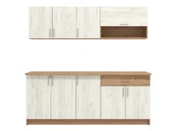 Cucina Bianco Larice Marrone Rovere un Cassetto 5 Ripiani, 9 Ante - Surano