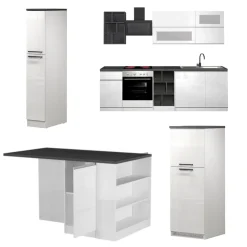 Cucina Bianco Lucido Grigio Ardesia 3 Cassetti 29 Ripiani, 12 Ante Made in Italy - Balme