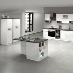 Cucina Bianco Lucido Grigio Ardesia Modulabile 29 Ripiani, 3 Cassetti Made in Italy - Balme