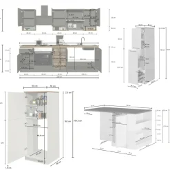 Cucina Bianco Lucido Grigio Ardesia un Cassetto 13 Ripiani, Modulabile Made in Italy - Fonti