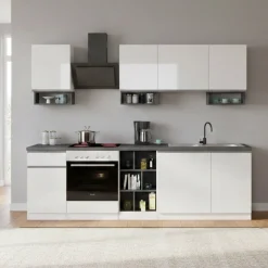 Cucina Bianco Lucido Grigio Ardesia un Cassetto 19 Ripiani, 7 Ante Made in Italy - Attimis