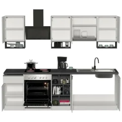 Cucina Bianco Lucido Grigio Ardesia un Cassetto 19 Ripiani, 7 Ante Made in Italy - Attimis