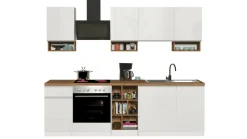 Cucina Bianco Lucido Marrone Rovere un Cassetto 19 Ripiani, Modulabile Made in Italy - Attimis