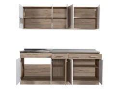 Cucina Bianco Marrone Rovere 2 Cassetti 5 Ripiani, 10 Ante - Bornago