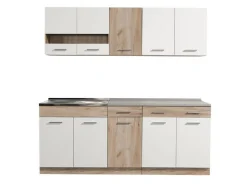 Cucina Bianco Marrone Rovere 2 Cassetti 5 Ripiani, 10 Ante - Bornago