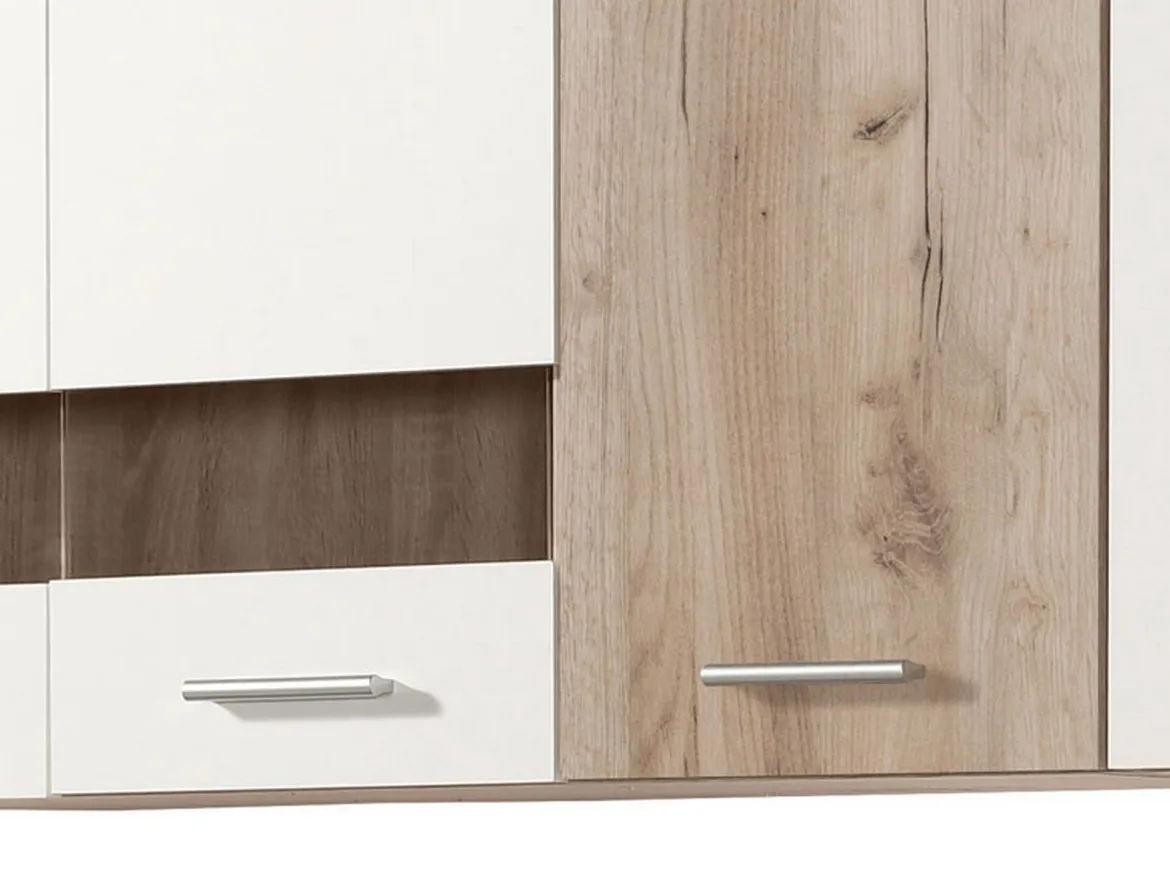 Cucina Bianco Marrone Rovere 2 Cassetti 5 Ripiani, 10 Ante - Bornago