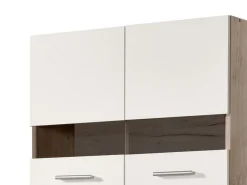 Cucina Bianco Marrone Rovere 2 Ripiani 4 Ante, Fori Piano Cottura e Lavello a Carico del Cliente - Taurano