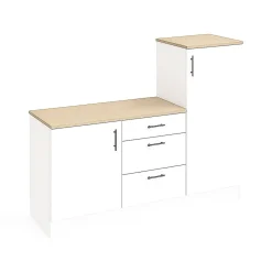 Cucina Bianco Marrone Rovere 4 Cassetti 5 Ripiani, Apertura Battente, Scorrevole - Althenis