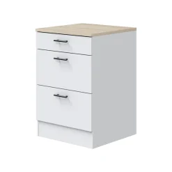 Cucina Bianco Marrone Rovere 4 Cassetti Modulabile, 7 Ripiani - Silphora