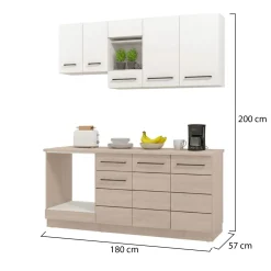 Cucina Bianco Marrone Rovere un Cassetto 3 Ripiani, 8 Ante - Solarolo