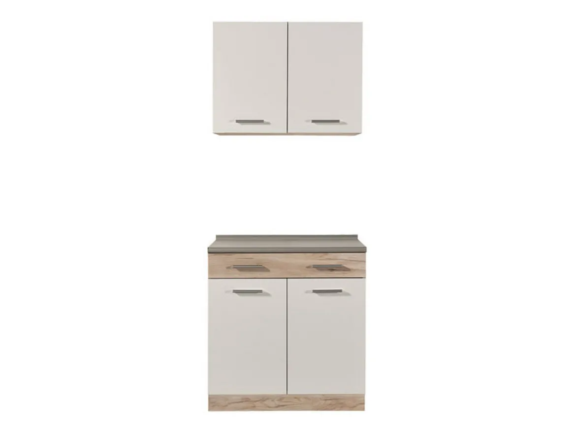 Cucina Bianco Marrone Rovere un Cassetto 3 Ripiani, Apertura Battente, Scorrevole - Garessio