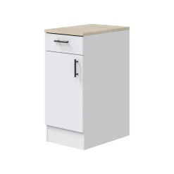 Cucina Bianco Marrone Rovere un Cassetto 7 Ripiani, 8 Ante - Colombo