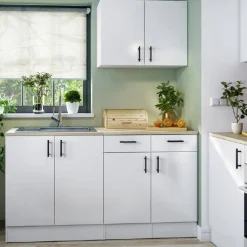 Cucina Bianco Marrone Rovere un Cassetto 7 Ripiani, Apertura Battente, Scorrevole - Velvenia