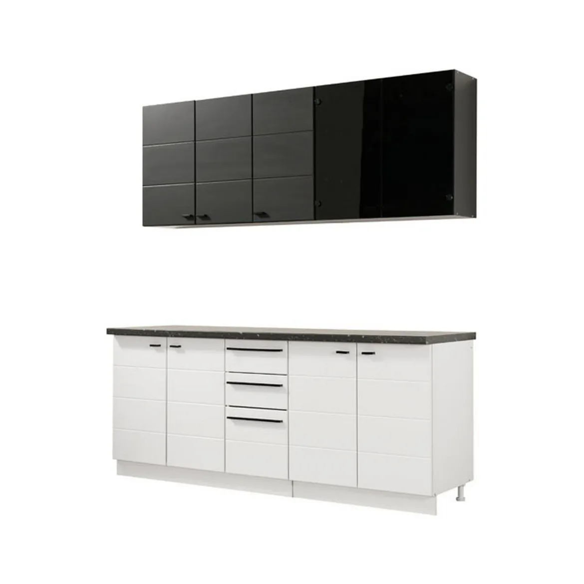 Cucina Bianco Nero 2 Cassetti 9 Ripiani, 10 Ante - Scerni