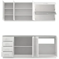 Cucina Bianco Opaco Bianco Lucido 4 Cassetti Modulabile, Apertura Battente, Scorrevole - Riquew