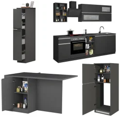 Cucina Grigio Ardesia Grigio Ardesia 3 Cassetti 31 Ripiani, Modulabile Made in Italy - Arlo