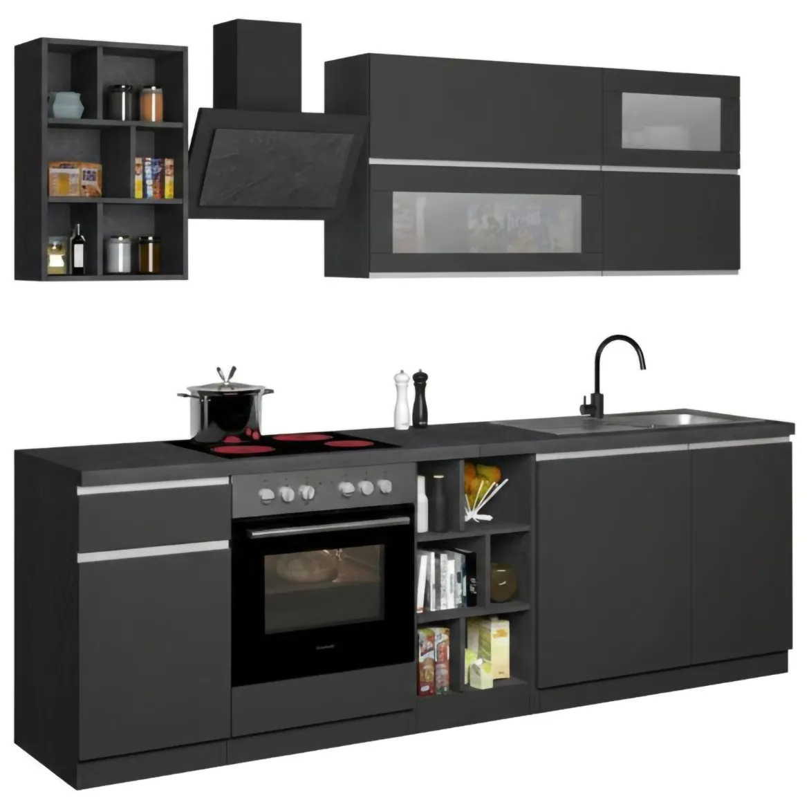 Cucina Grigio Ardesia Grigio Ardesia un Cassetto 13 Ripiani, Modulabile Made in Italy - Fonti