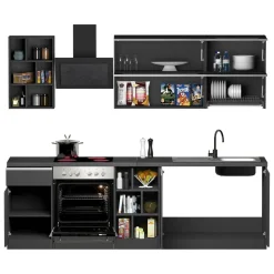 Cucina Grigio Ardesia Grigio Ardesia un Cassetto 13 Ripiani, Modulabile Made in Italy - Fonti