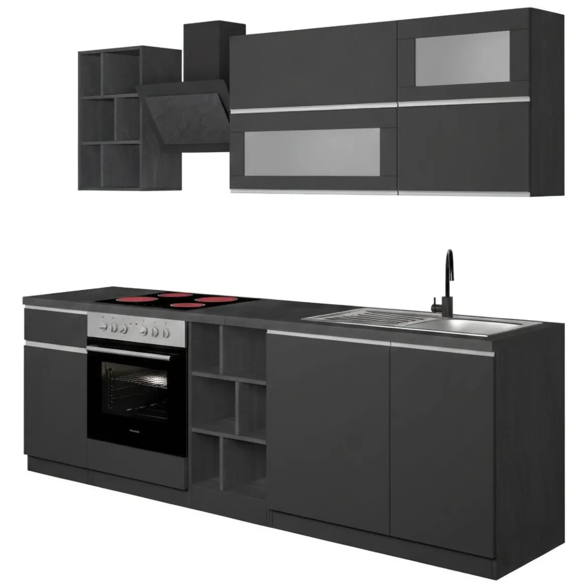 Cucina Grigio Ardesia Grigio Ardesia un Cassetto 13 Ripiani, Modulabile Made in Italy - Fonti