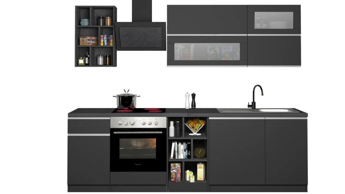 Cucina Grigio Ardesia Grigio Ardesia un Cassetto 13 Ripiani, Modulabile Made in Italy - Fonti