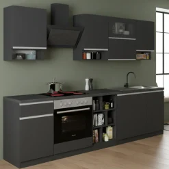 Cucina Grigio Ardesia Grigio Ardesia un Cassetto 19 Ripiani, Modulabile Made in Italy - Attiko