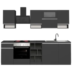 Cucina Grigio Ardesia Grigio Ardesia un Cassetto 19 Ripiani, Modulabile Made in Italy - Attiko