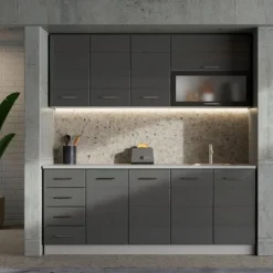 Cucina Grigio Scuro Grigio Chiaro 6 Ripiani 4 Cassetti, Modulabile - Riquew