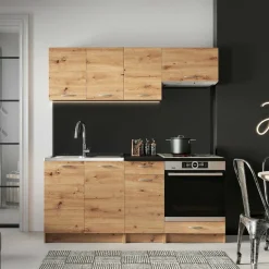 Cucina Marrone Rovere Nodi Modulabile un Cassetto, un Ripiano - Teano