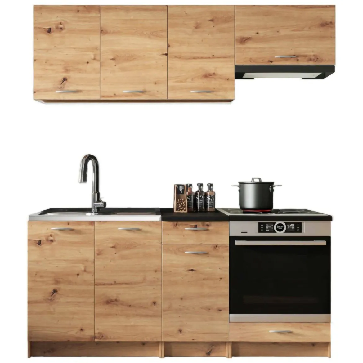 Cucina Marrone Rovere Nodi Modulabile un Cassetto, un Ripiano - Teano
