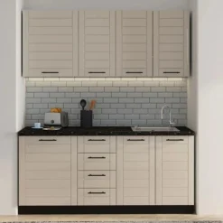 Cucina Marrone Sabbia Nero 4 Cassetti Modulabile, Apertura Battente, Scorrevole - Monsch