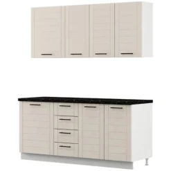 Cucina Marrone Sabbia Nero 4 Cassetti Modulabile, Apertura Battente, Scorrevole - Monsch
