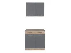 Cucina Nero Antracite Marrone un Cassetto 3 Ripiani, Apertura Battente, Scorrevole - Garessio