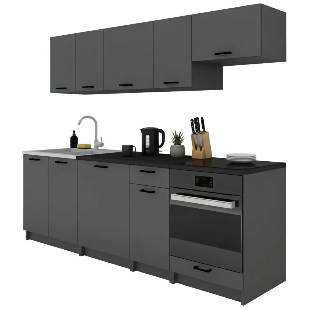 Cucina Nero Antracite Modulabile un Cassetto, un Ripiano - Miogli