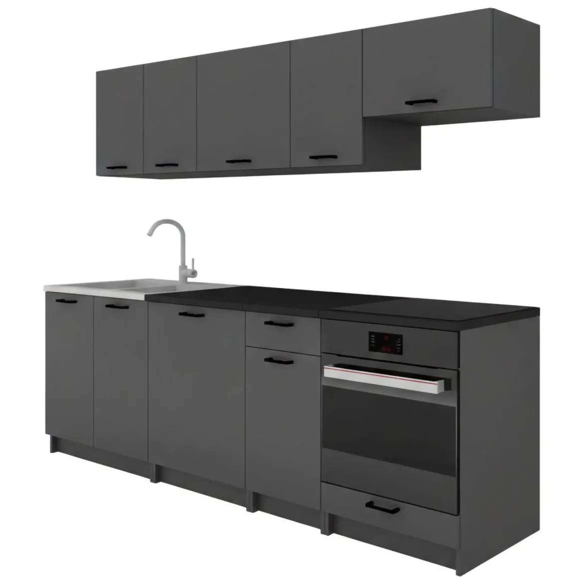 Cucina Nero Antracite Modulabile un Cassetto, un Ripiano - Miogli