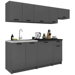 Cucina Nero Antracite Modulabile un Cassetto, un Ripiano - Rostas