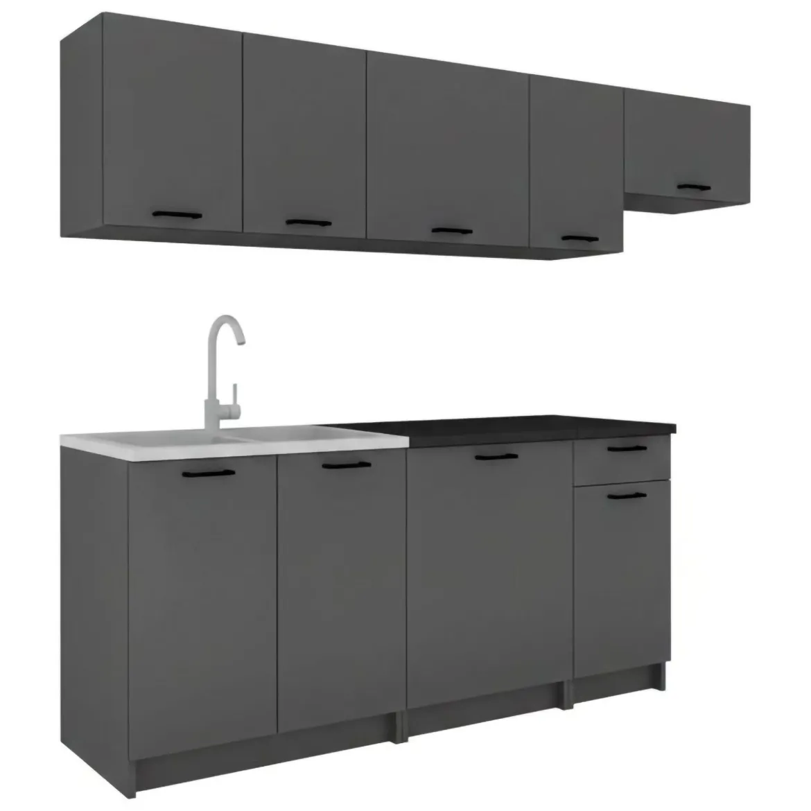 Cucina Nero Antracite Modulabile un Cassetto, un Ripiano - Rostas