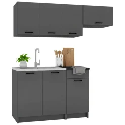 Cucina Nero Antracite un Ripiano Modulabile, un Cassetto - Cormone