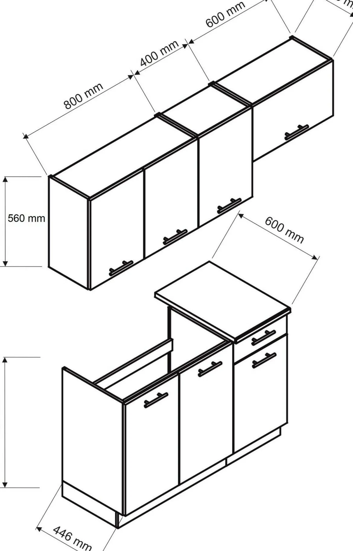 Cucina Nero Antracite un Ripiano Modulabile, un Cassetto - Cormone