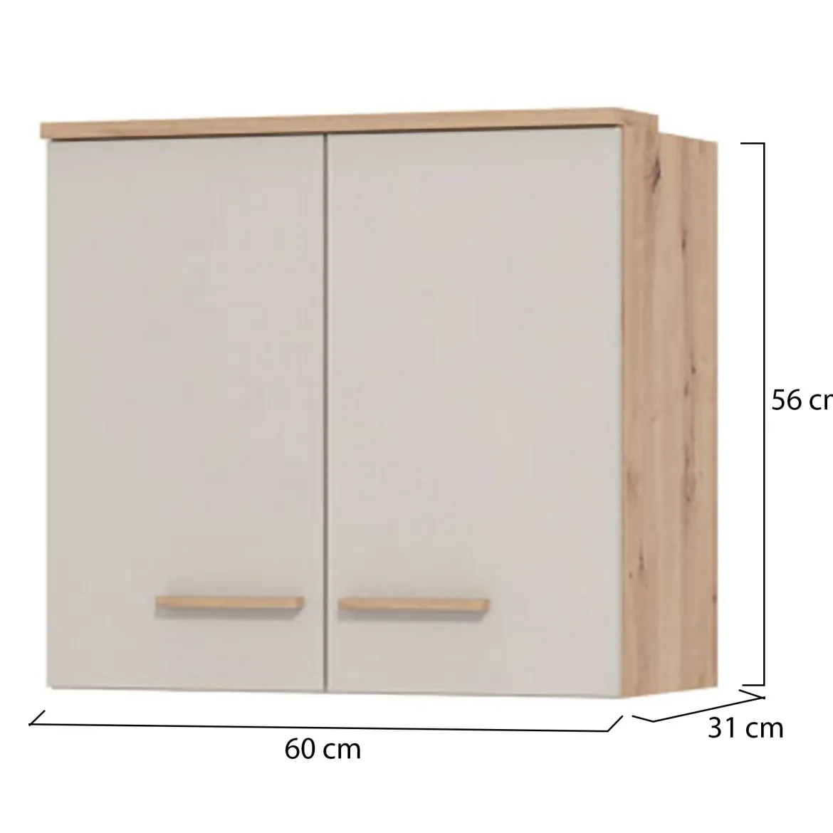 Dispensa da Cucina Beige Marrone Rovere Nodi un Ripiano 2 Ante 60x31x56h cm, 2 Vani - Saracena
