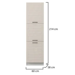 Dispensa da Cucina Bianco Crema Bianco 6 Ripiani Apertura Battente 60x58x214h cm, 3 Ante - Hallst