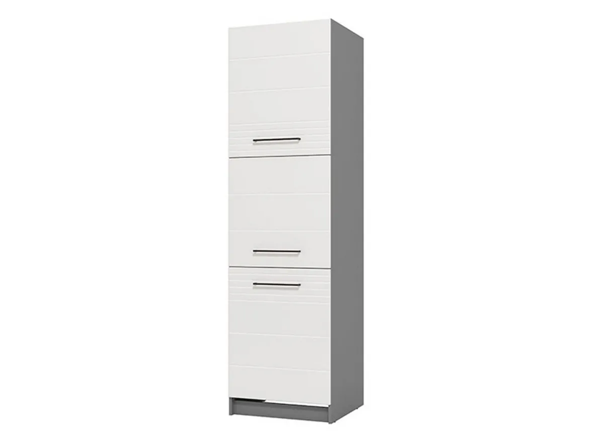 Dispensa da Cucina Bianco Grigio 5 Ripiani 3 Ante 60x58x215h cm, Apertura Battente - Moiolaa