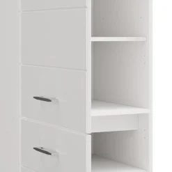 Dispensa da Cucina Bianco Lucido Bianco Opaco 6 Ripiani Apertura Battente 60x58x214h cm, 2 Ante - Cochem