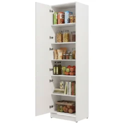 Dispensa da Cucina Bianco Nero 5 Ripiani 3 Ante 60x58x215h cm, Apertura Battente - Falmentaa