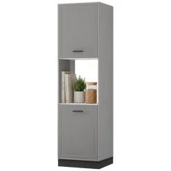 Dispensa da Cucina Grigio Nero 5 Ripiani Apertura Battente 60x58x214h cm, 2 Ante - Mogan