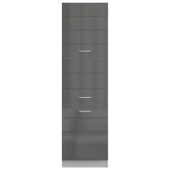 Dispensa da Cucina Nero Antracite Grigio 6 Ripiani Apertura Battente 60x58x214h cm, 3 Ante - Cochem