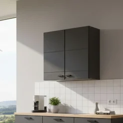 Dispensa da Cucina Nero Antracite un Ripiano 2 Ante 60x30x57h cm, 2 Vani - Palmiano